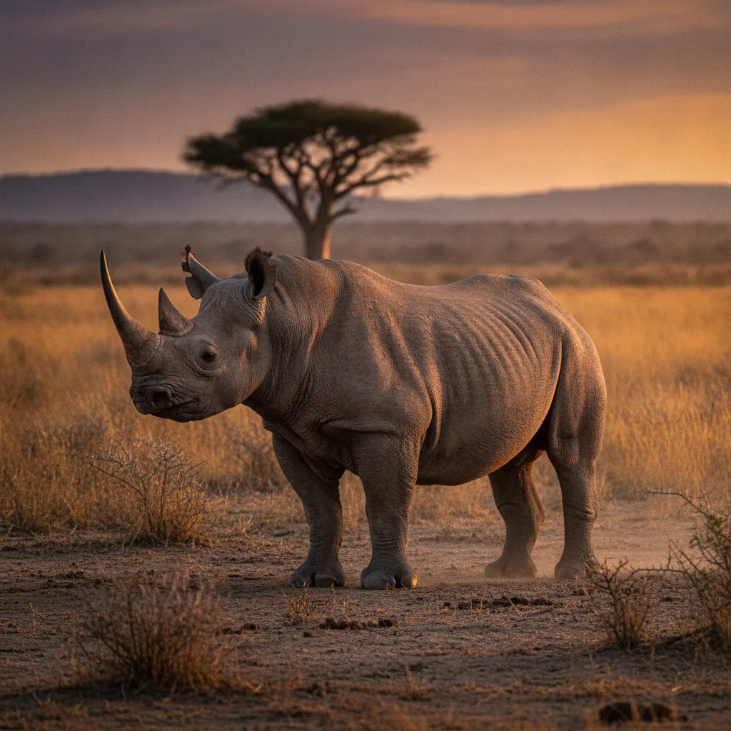 Black Rhino — full-body wildlife portrait