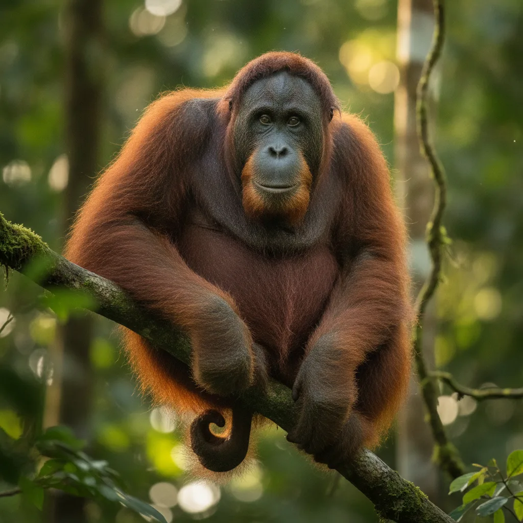 Sumatran Orangutan — full-body wildlife portrait